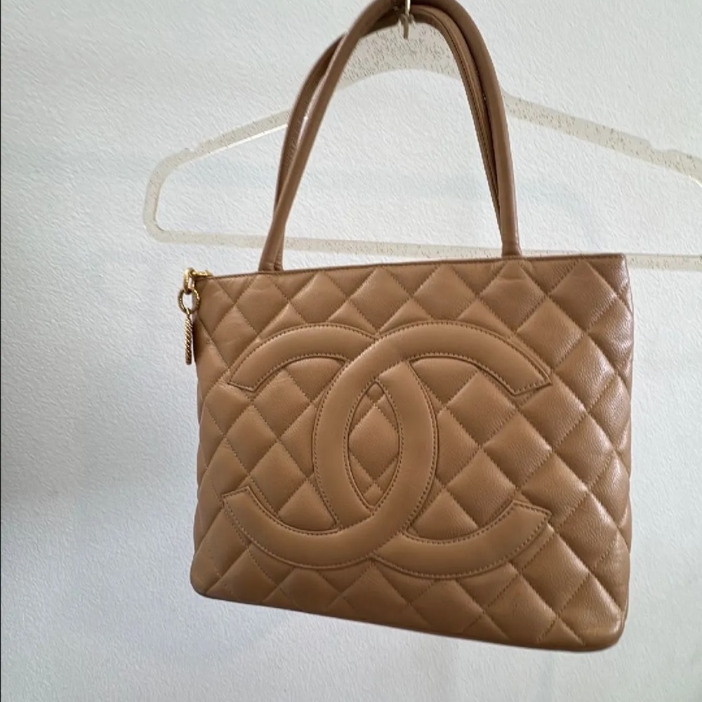 Chanel Tan Quilted Leather Tote Bag
